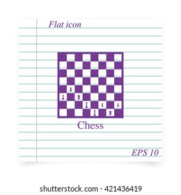 Chess board and pieces illustration.