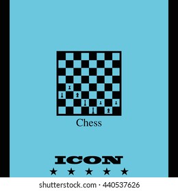 Chess board and pieces illustration.