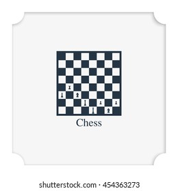 Chess board and pieces illustration.