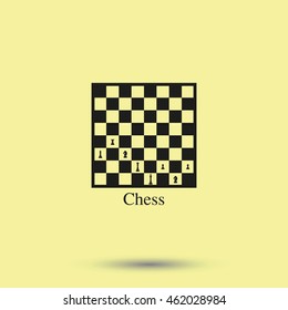 Chess board and pieces illustration.