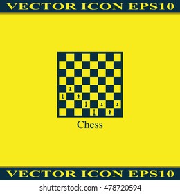 Chess board and pieces illustration.
