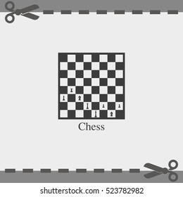 Chess board and pieces illustration.