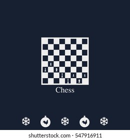 Chess board and pieces illustration.