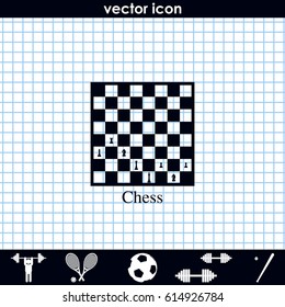 Chess board and pieces illustration.