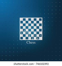 Chess board and pieces illustration.