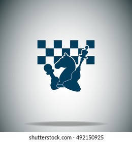 Chess board and pieces vector icon