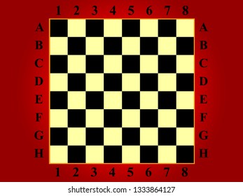 Chess board with red background design vector illustration