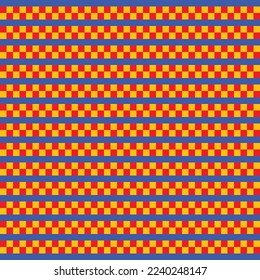 chess board red, yellow and blue color vector seamless pattern