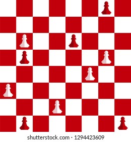 Chess board seamless background. Abstract red pattern. Fabric texture.