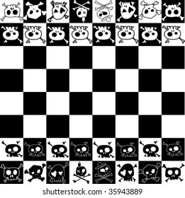 chess board with skulls