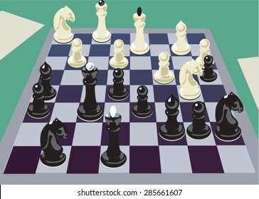 Chess, Chess Board Top View. Vector