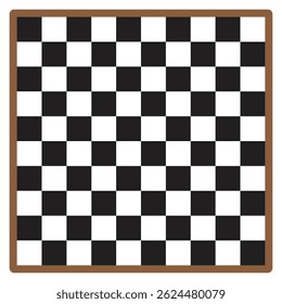 Chess board vector or checkerboard wallpaper, this design has one hundred black and white squares and is surrounded by one brown line.