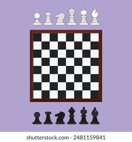 Chess board vector icon. Chess board set illustration vector. Chess board with pieces set