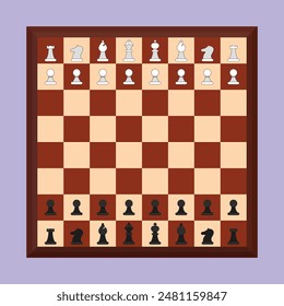 Chess board vector icon. Chess board set illustration vector. Chess board with pieces set