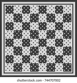 Chess board vector. Knitted chess board. Chess background. Chessboard illustration. 