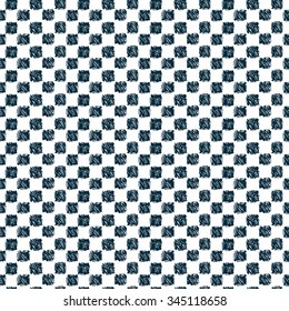 Chess board Vector Seamless pattern. Hand drawn doodle Squares. Checkerboard.