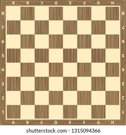 Chess board vector. Wooden chess board. Chess board background. Chess board illustration. Chessboard brown pattern.