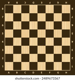 Chess board vector. Wooden chess board. Chess board background. Chess board illustration. Chessboard brown pattern.