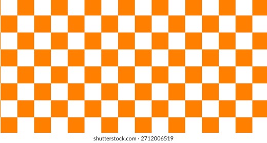Chess board with very small squares background. white orange checkered colors. Repeating texture, illustration, repeating checkered background