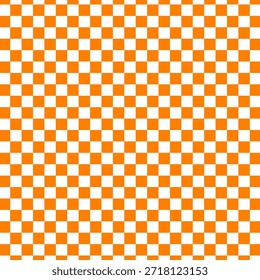 Chess board with very small squares background. white orange checkered colors. Repeating texture, illustration, repeating checkered background