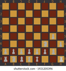 chess board with white and black pieces. A combination of chess