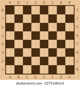 Chess boards on wooden background. checkers or draughts, game with pieces in dark and light brown. Vector illustration. Eps 10.