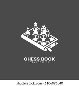 Chess book logo design template. Vector illustration.