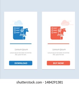 Chess, Business, Strategy, Planning  Blue and Red Download and Buy Now web Widget Card Template. Vector Icon Template background