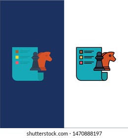Chess, Business, Strategy, Planning  Icons. Flat and Line Filled Icon Set Vector Blue Background. Vector Icon Template background
