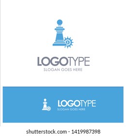 Chess, Business, Strategy, Success Blue Solid Logo with place for tagline