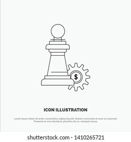 Chess, Business, Strategy, Success Line Icon Vector