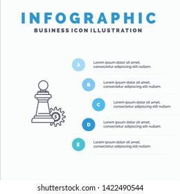 Chess, Business, Strategy, Success Line icon with 5 steps presentation infographics Background