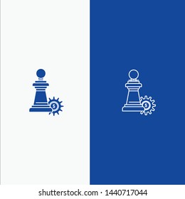Chess, Business, Strategy, Success Line and Glyph Solid icon Blue banner 