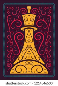 Chess calligraphic vintage style poster. Retro vector illustration.