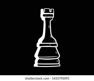 chess castle doodle hand drawing vector flat black