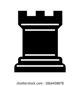 Chess castle piece icon. Diagram rook symbol. Classic style chessman.