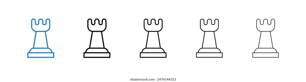 Chess Castle Piece Set. Icon of a Strategic Chess Rook.