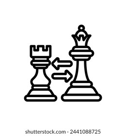 Chess Castling Outline Icon Vector Illustration