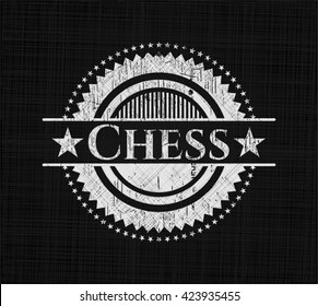 Chess chalkboard emblem on black board