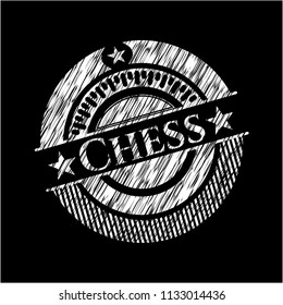 Chess chalkboard emblem written on a blackboard