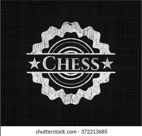 Chess chalkboard emblem written on a blackboard