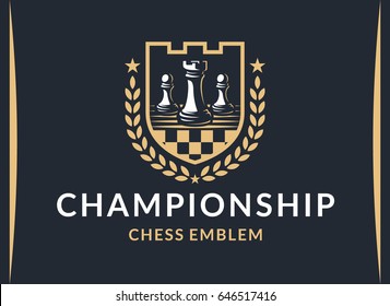 Chess Championship Logo - Vector Illustration, Emblem Design On A Dark Background