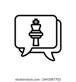 Chess Chat Outline Icon Vector Illustration