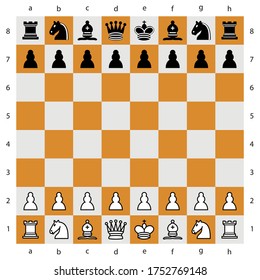 chess checker board with chess pieces. Vector illustration