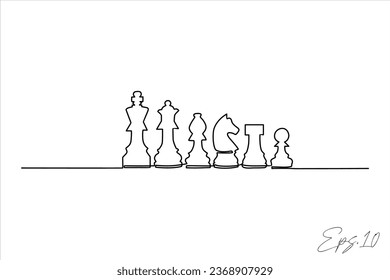 chess checker tool continuous line vector illustration