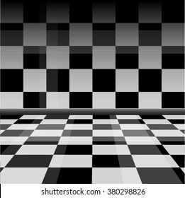 Chess checkered black and white interior