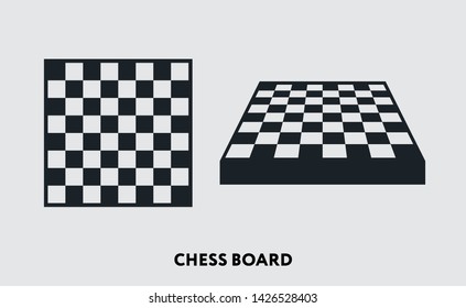 Chess Checkered Board Game. Vector Flat Line Icon Illustration.