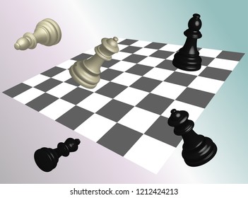 Chess and chessboard 3D banner