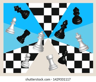 Chess and chessboard 3D banner