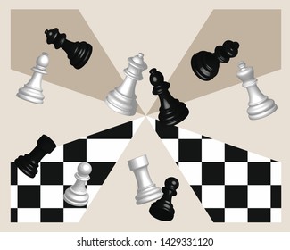 Chess and chessboard 3D banner